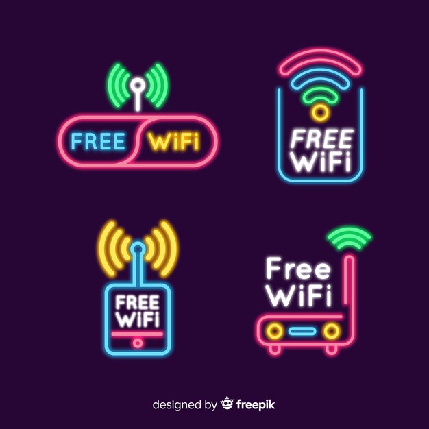 Neon free wifi sign collection