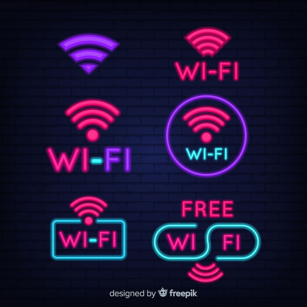 Neon free wifi sign collection