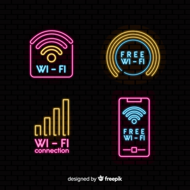 Neon free wifi sign collection