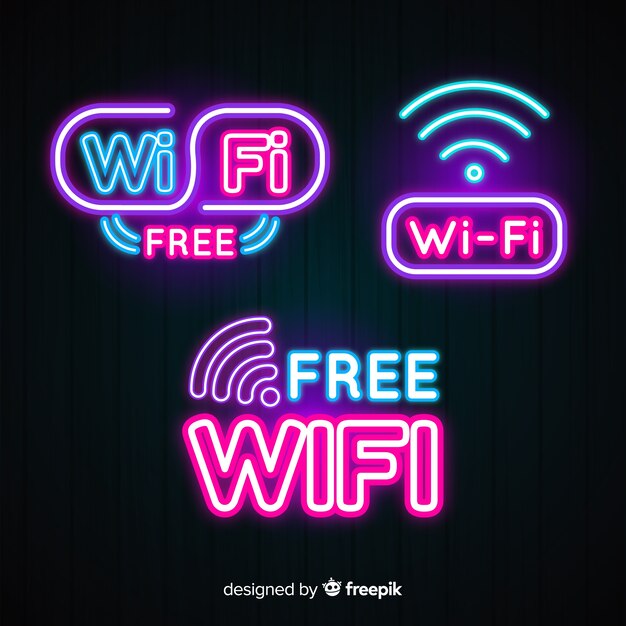 Neon free wifi sign collection