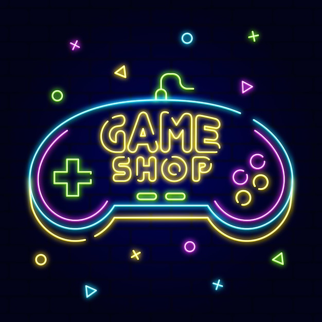 Neon game shop sale sign