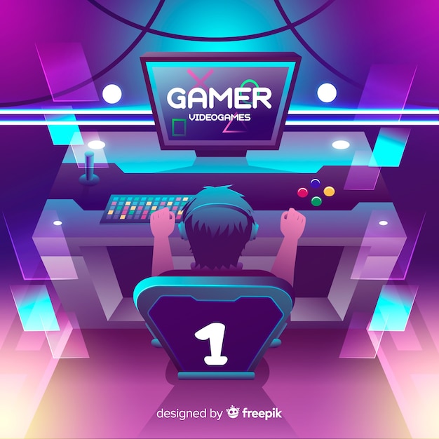 Free Vector neon gamer illustration flat design