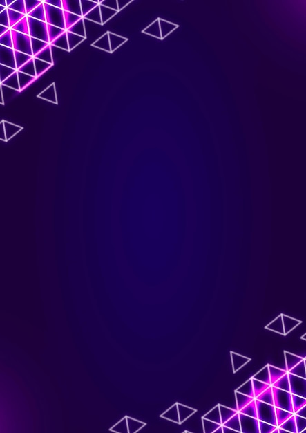 Neon geometric border on a dark purple poster template vector