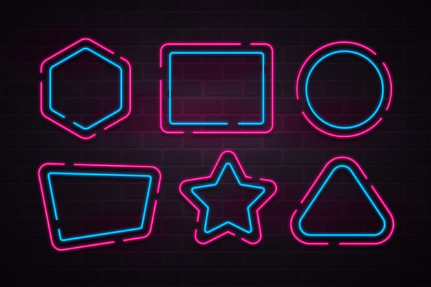 Free Vector neon glowing frame collection