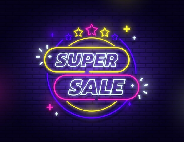 Neon glowing sale sign