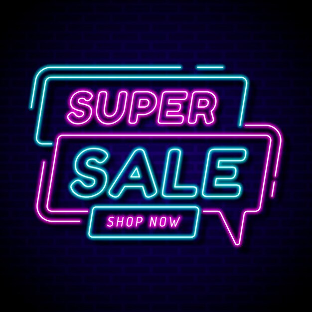 Neon glowing sale sign