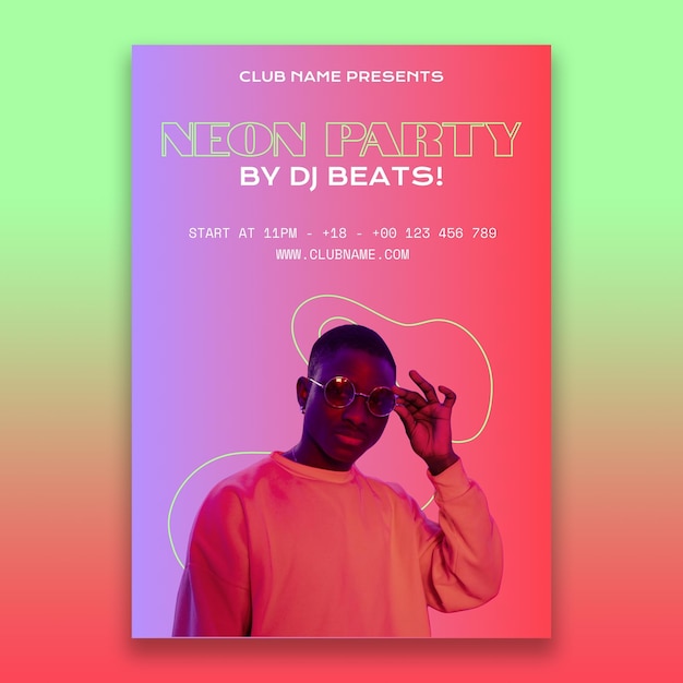 Neon gradient dj beats poster