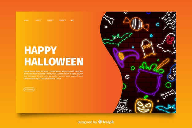 Free Vector neon halloween landing page