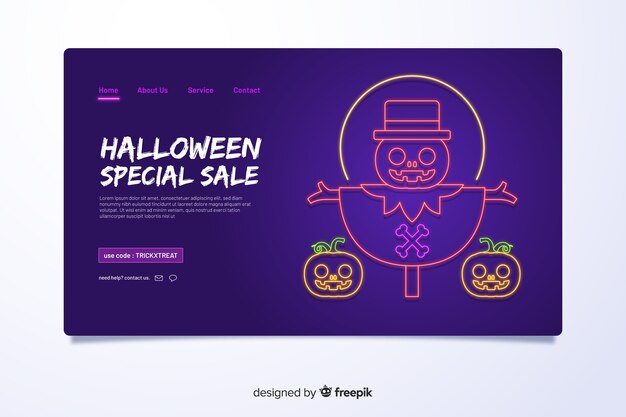 Neon halloween landing page