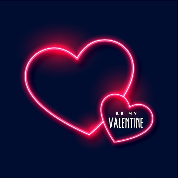 Neon hearts background for valentines day