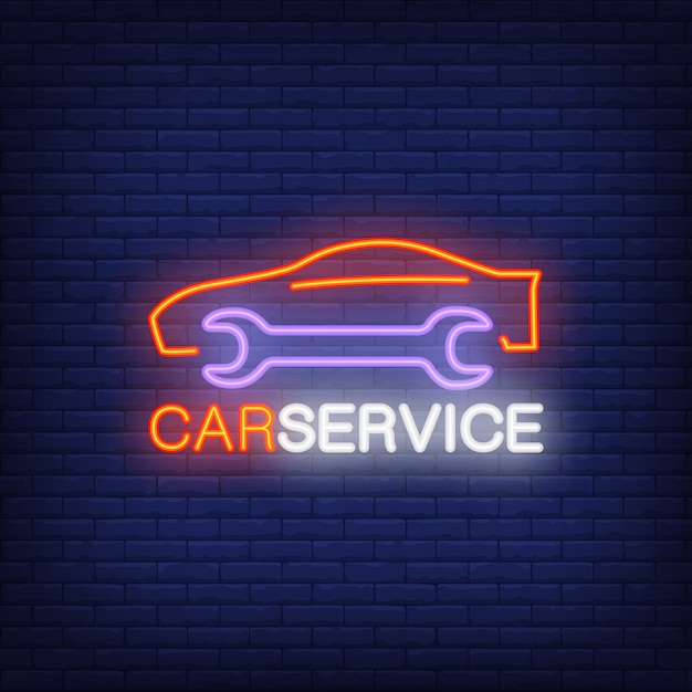 Neon icon of car service