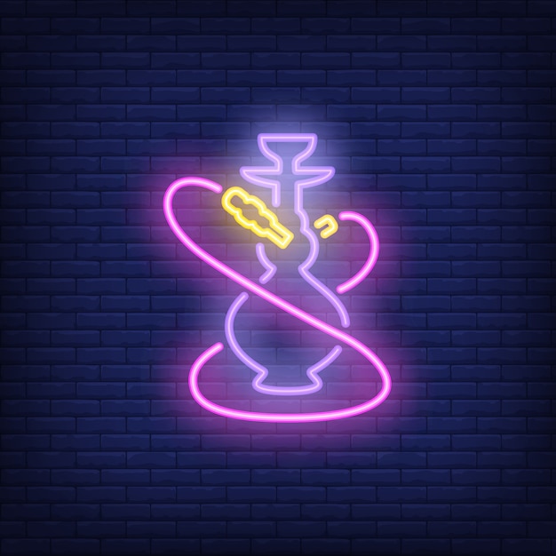 Free vector neon icon of hookah with two pink hoses