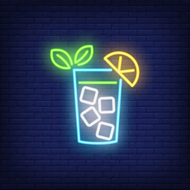 Neon icon of lemonade