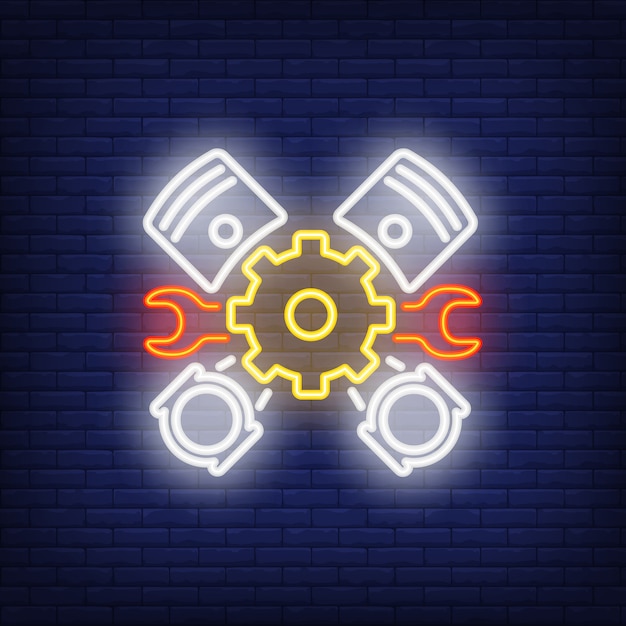 Free Vector neon icon of mechanic tools and pedals