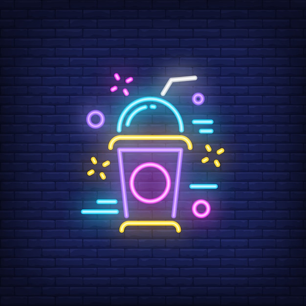 Neon icon of milkshake