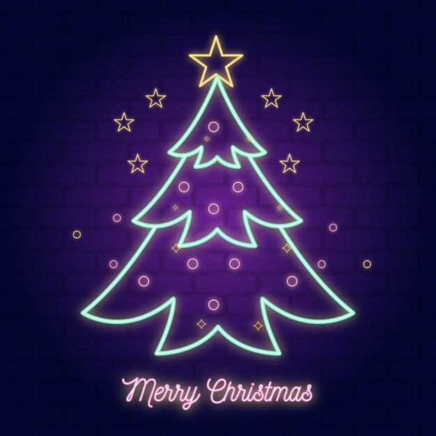 Neon illustration christmas tree