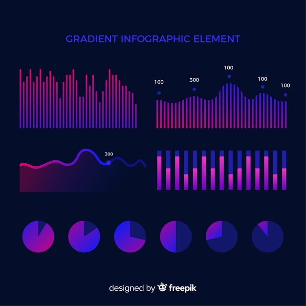 Neon infographics elements collection