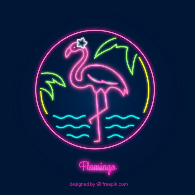 Neon lamp with flamingo shape