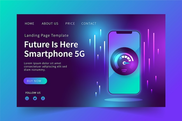 Neon landing page with mobile design