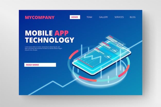 Free Vector neon landing page with smartphone template