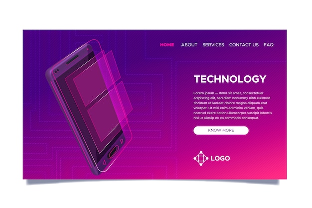 Free Vector neon landing page with smartphone