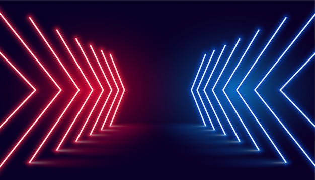 Free vector neon light arrow direction in perspective