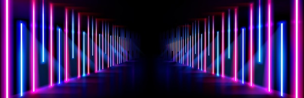 Free vector neon light corridor background abstract led stage