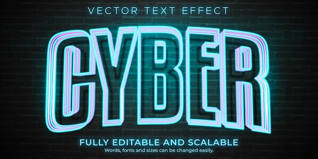 Neon light text effect, editable retro and glowing text style