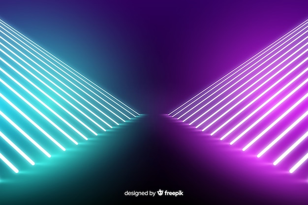 Free vector neon lights stage background with lines