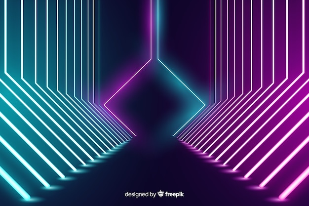 Free vector neon lights stage background