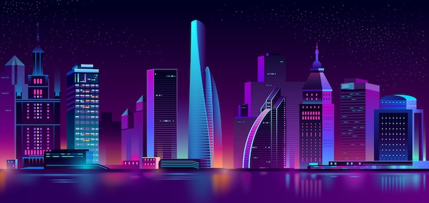 Free Vector neon megapolis background 