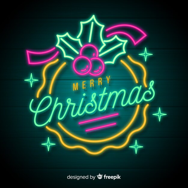 Neon merry christmas background