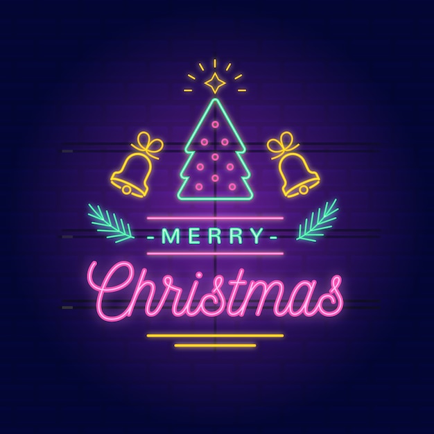 Neon merry christmas