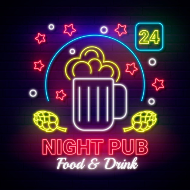 Neon night pub sign