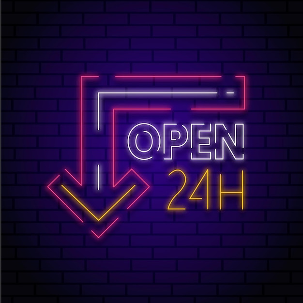 Neon open twenty-four hours sign