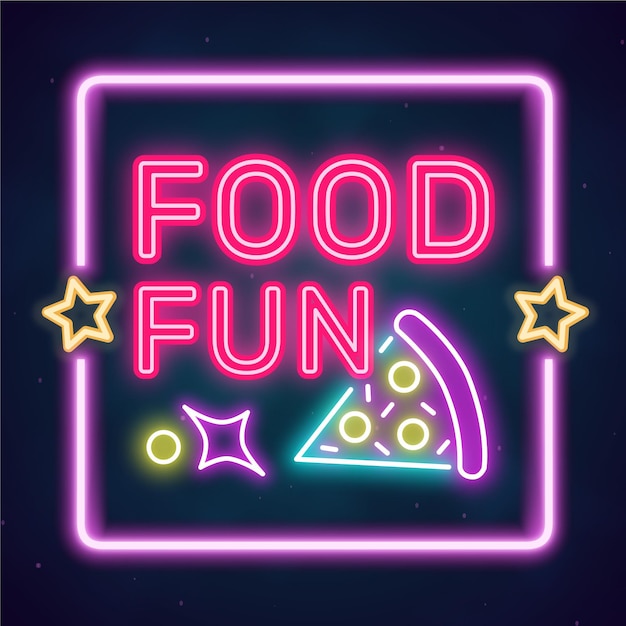 Free vector neon pub and restaurant sign design