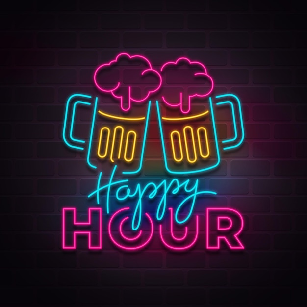 Neon pub or restaurant sign