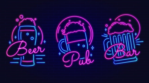 Free Vector neon pub or restaurant sign