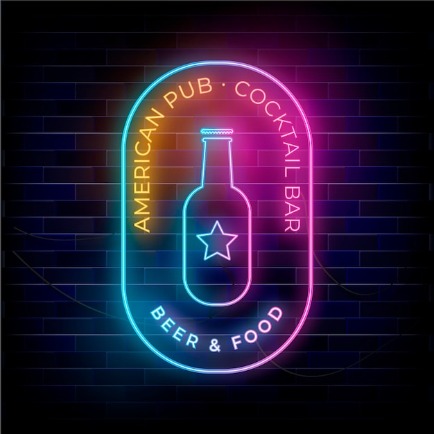 Neon pub or restaurant sign