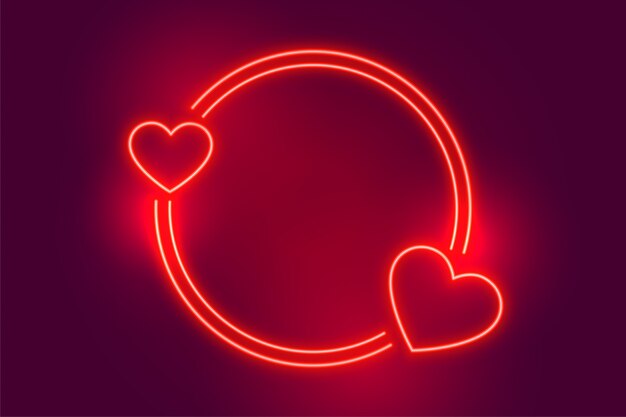 Neon red two heart frame with text space