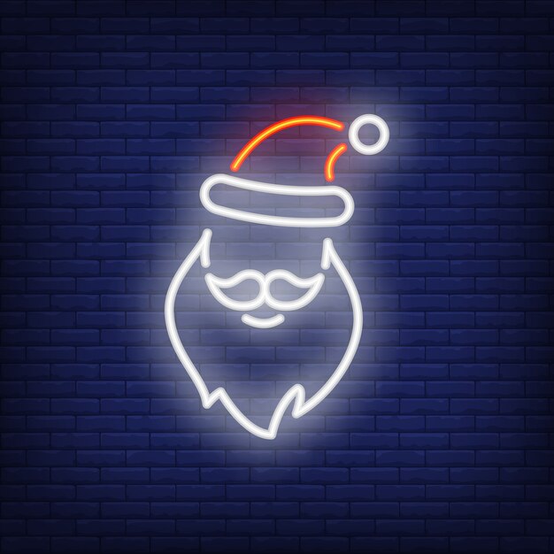 Neon Santa Claus shape. Festive element. Christmas concept for night bright advertisement