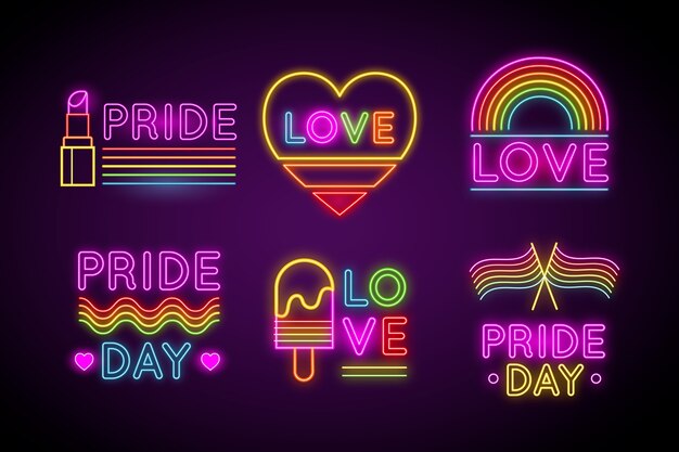 Neon signs with pride day theme