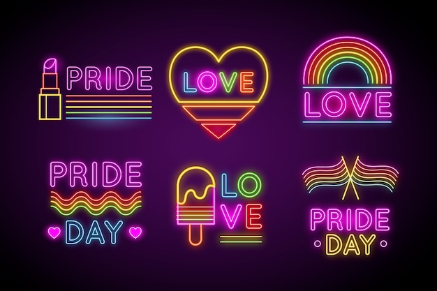 Neon signs with pride day theme