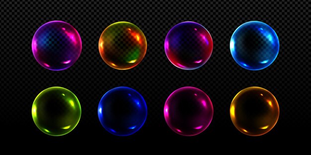 Neon soap bubbles rainbow colorful glass balls