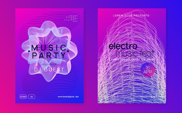 Free Vector neon sound flyer electro dance music electronic fest event cl