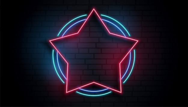 Neon star empty frame background