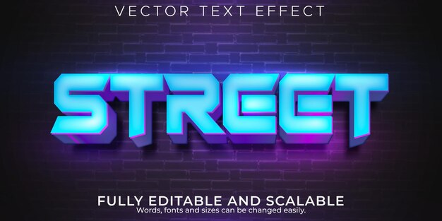 Neon street text effect, editable retro and glowing text style