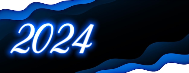 Free Vector neon style 2024 new year event banner design vector