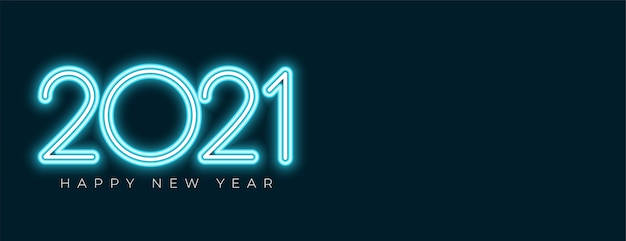 Free Vector neon style  happy new year banner with text space