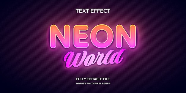 Neon style neon world text effect